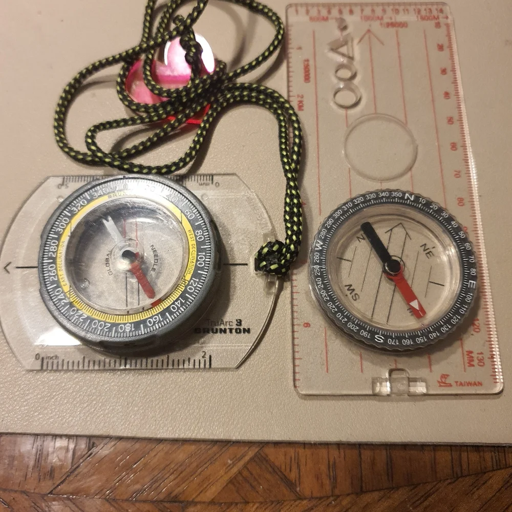 Lot Of 2 Brunton TruArc3 & Unbranded Base Plate Compasses